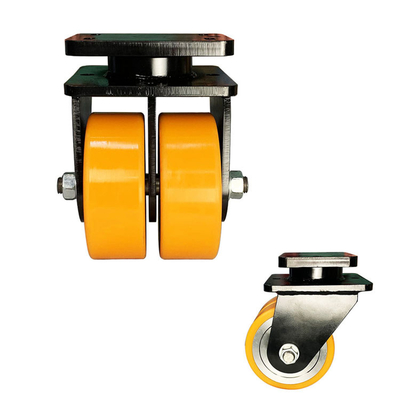 5000KG Capacity PU Wheels Orange Super Heavy Duty Casters Steel PU Twin Wheel Swivel Wide
