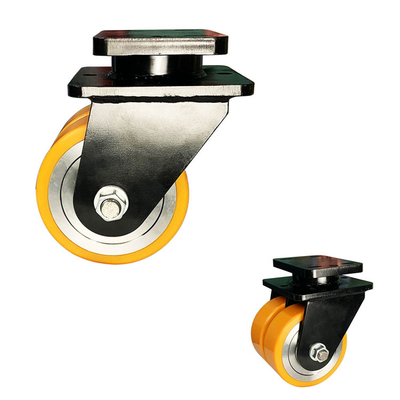 5000KG Capacity PU Wheels Orange Super Heavy Duty Casters Steel PU Twin Wheel Swivel Wide