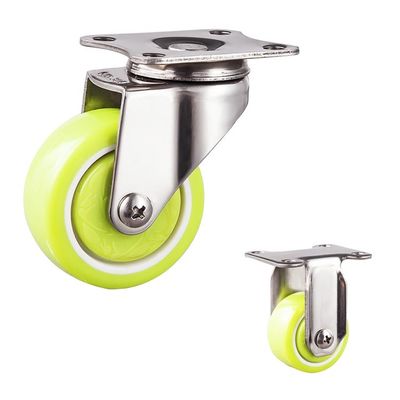 Waterproof 2 Inch Green PU Stainless Steel Casters With Lock