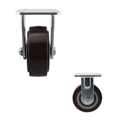 Red 230kg PU Fixed Plate 125mm  Heavy Duty Casters