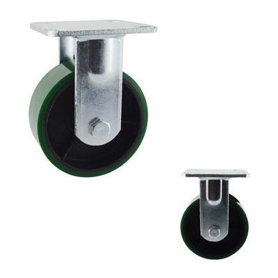 300kg Iron PU Fixed Plate  5 Inch Swivel Casters Double Ball Bearing