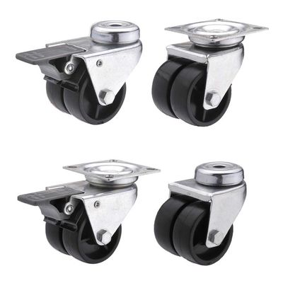 2 Inch Black PP 154LBS Load Capacity Twin Wheel  Light Duty Casters