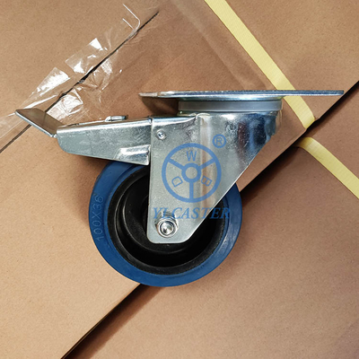 6 Inch Blue Wheel 350kg Capacity Threaded Stem Castor Rubber Wheels