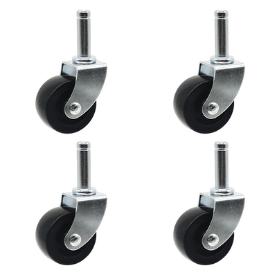 Black Wheel Plug In Stem Plastic Shopping Food Cart Casters 2 Inch