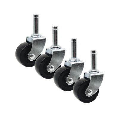 Black Wheel Plug In Stem Plastic Shopping Food Cart Casters 2 Inch