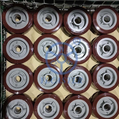 Red 230kg PU Fixed Plate 125mm  Heavy Duty Casters