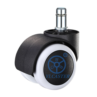 White PU Office Chair Furniture Casters With M11x22mm Grip Ring Stem