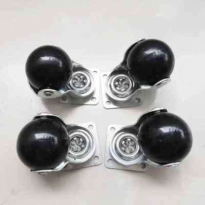 50mm Long Stem Black PP Swivel Ball Furniture Casters With Side Brake
