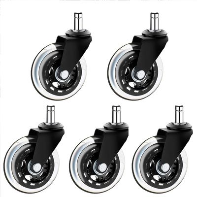 3 Inches PU Casters Wheel Swivel Furniture Grip Ring Stem Castors