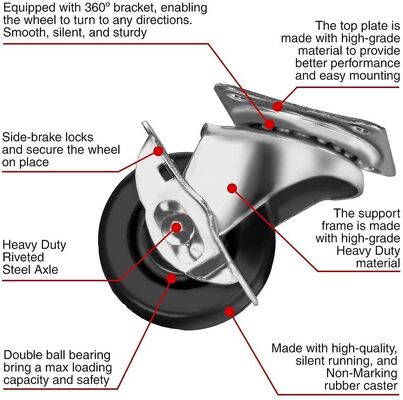 প্লেট মাউন্টিং নাইলন রোলারগুলি বল বিয়ারিং এবং সলিড কোর হুইল সহ টেকসই শিল্প গ্রেড ভারী দায়িত্ব গতিশীলতা সমাধান