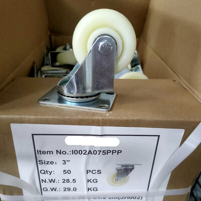 স্টিল হাউজিং মেটেরিয়াল সহ নীল রাবার কাস্টার চাকা, যা গুদাম এবং টেকসই কাস্টার চাকা প্রয়োজন এমন সরঞ্জামের জন্য উপযুক্ত