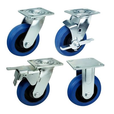 125mm 440lbs Loading Rubber Heavy Duty Casters With Lock