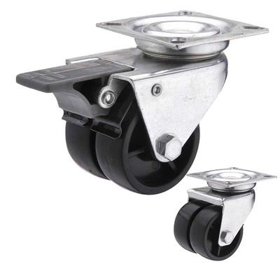 Nylon Pedal 2 Inch Swivel Caster Wheels , 154lbs Capacity Dual Wheel Stem Casters