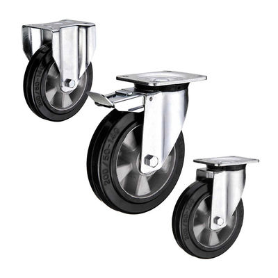 Black Color 5 Inch Aluminium Core Rubber Swivel Ball Bearing Casters