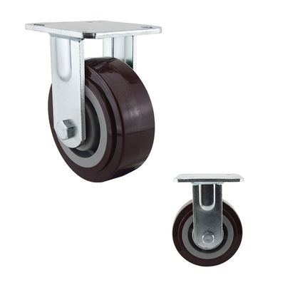 Red 230kg PU Fixed Plate 125mm  Heavy Duty Casters