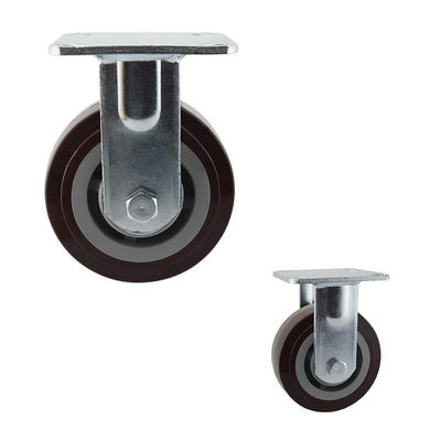 Red 230kg PU Fixed Plate 125mm  Heavy Duty Casters