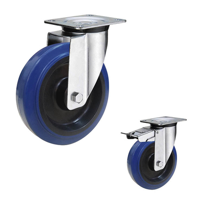 6 Inch Blue Wheel 350kg Capacity Threaded Stem Castor Rubber Wheels