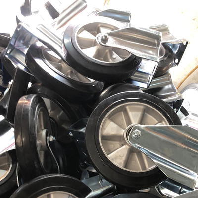 Black Color 5 Inch Aluminium Core Rubber Swivel Ball Bearing Casters